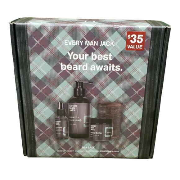 Beard + Face Wash, Beard Oil, Beard Butter + Beard Comb - Picture 1 of 6